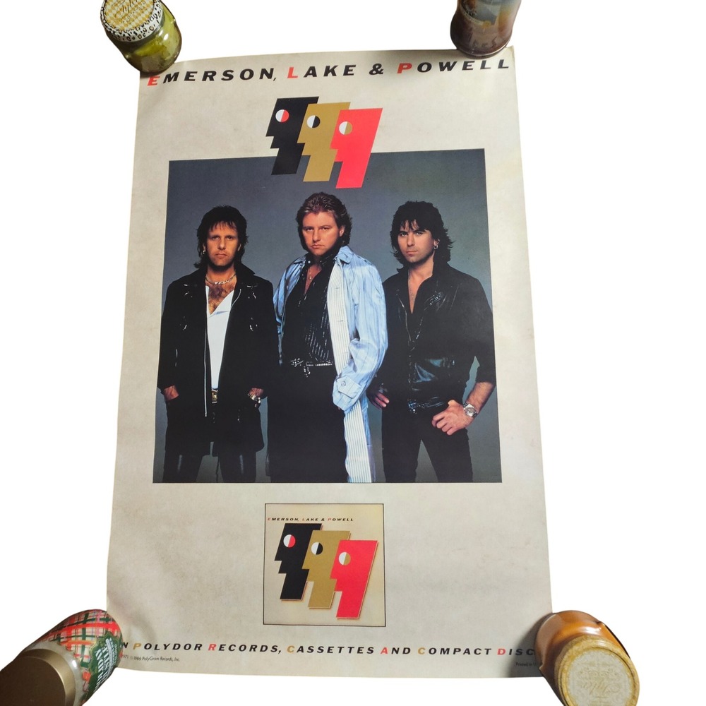 Emerson Lake & Powell Self Titled Vintage 1986 Promo Album Poster 24x36 PolyGram